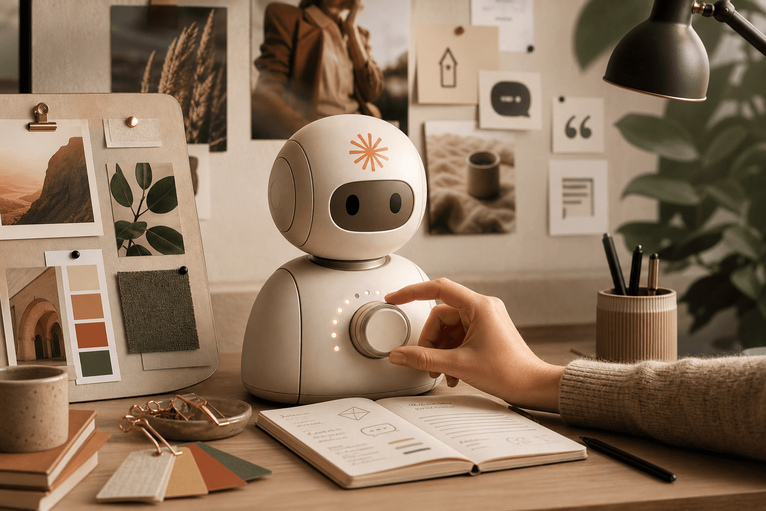 Abstract illustration of a digital AI interface adapting and transforming to reflect diverse brand communication styles an…