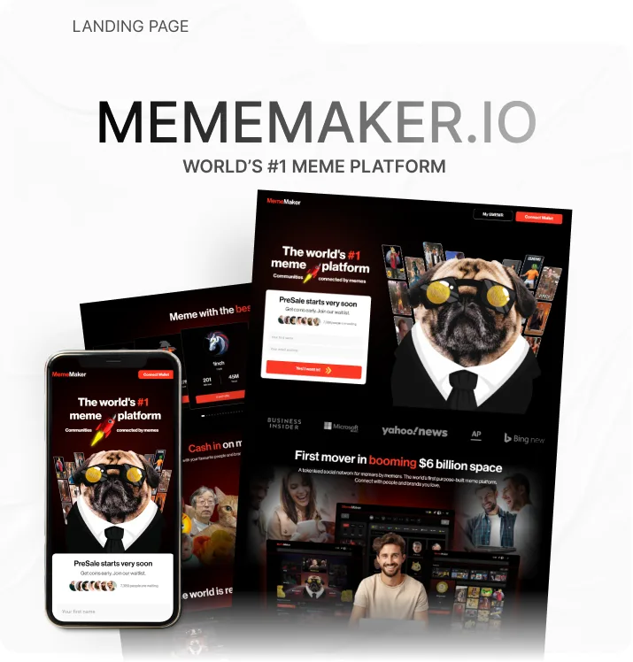 Mememaker.io, landing page