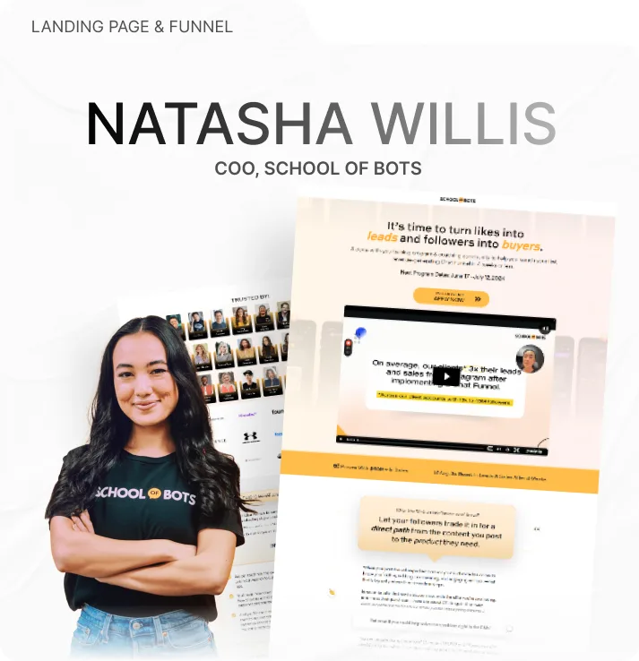 Natasha Willis, landing page and funnel