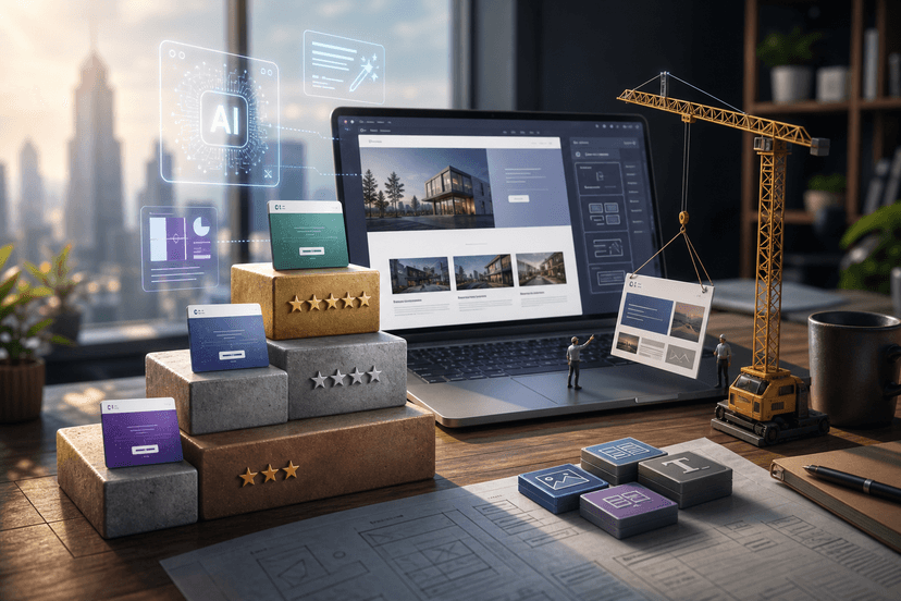 A digital illustration showing small business icons connected by glowing AI networks with clock elements symbolizing effic…